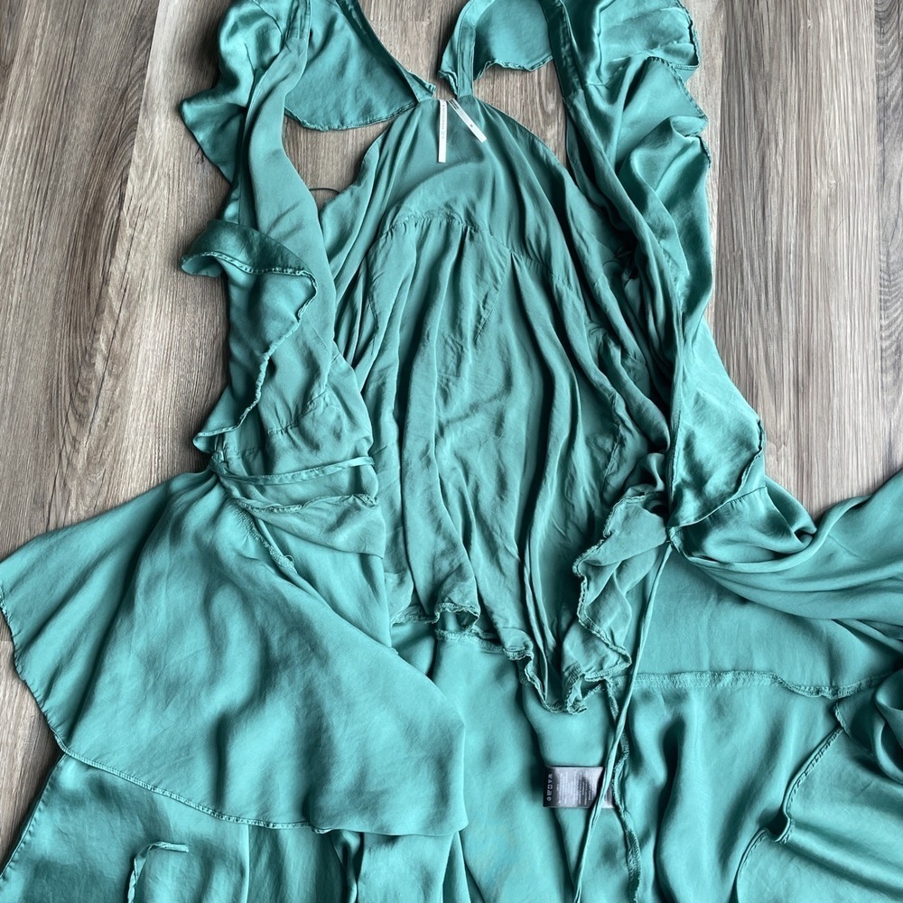 Elegant Teal Wrap Dress - Picture 9 of 9